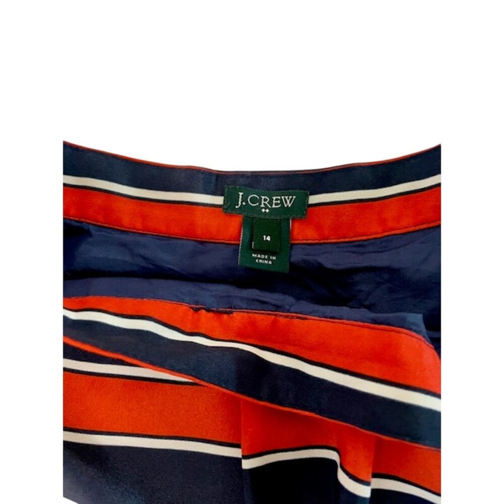 J.Crew Striped Pleated Mini Skirt Navy Orange Preppy Size 14 - Picture 3 of 9